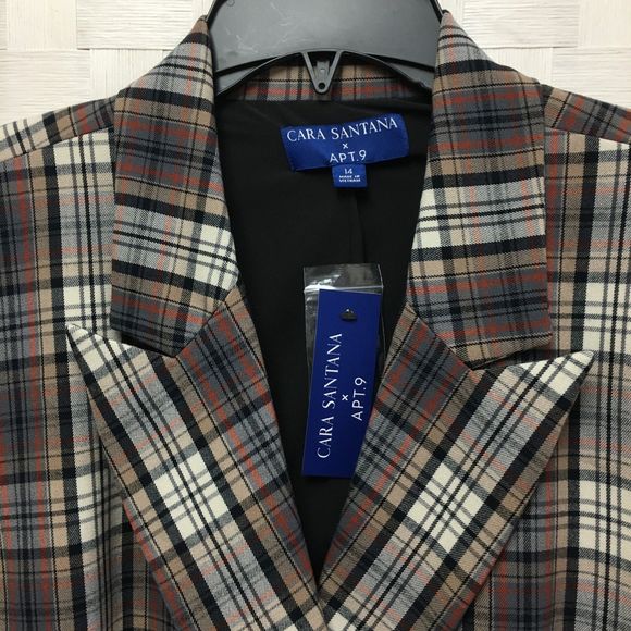Nwt Apt. 9 Cara Santana plaid blazer size 14 - Picture 2 of 10